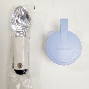 Tupperware Blue Bowl Note/Picture Holder & Ice Cream Scoop Magnets Set of 2